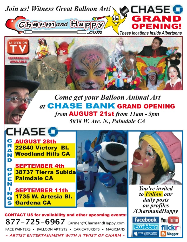 Company picnic, Public Relations, Birthday party entertainment clown grand opening los angeles downey pico rivera whittier 877-725-6967