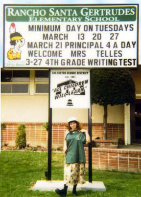 charm clown as guest principal at Rancho Santa Gertrudes elementary school