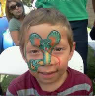 Snake face painter for Reptile Parties by CharmandHappy.com SoCal Los Angeles Riverside Orange County
